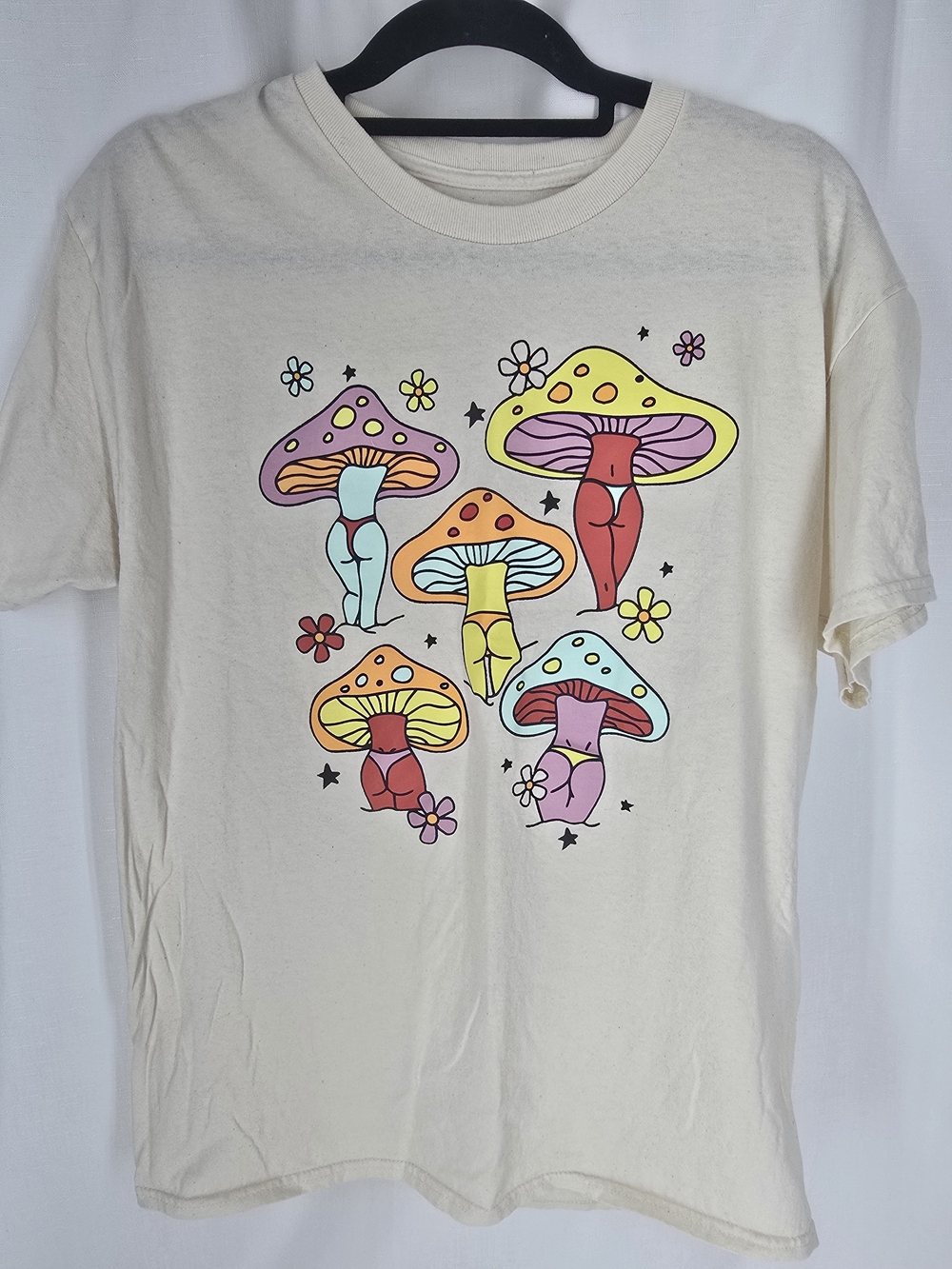 Spencer's Cream Tee with Multicolor Mushroom Crew